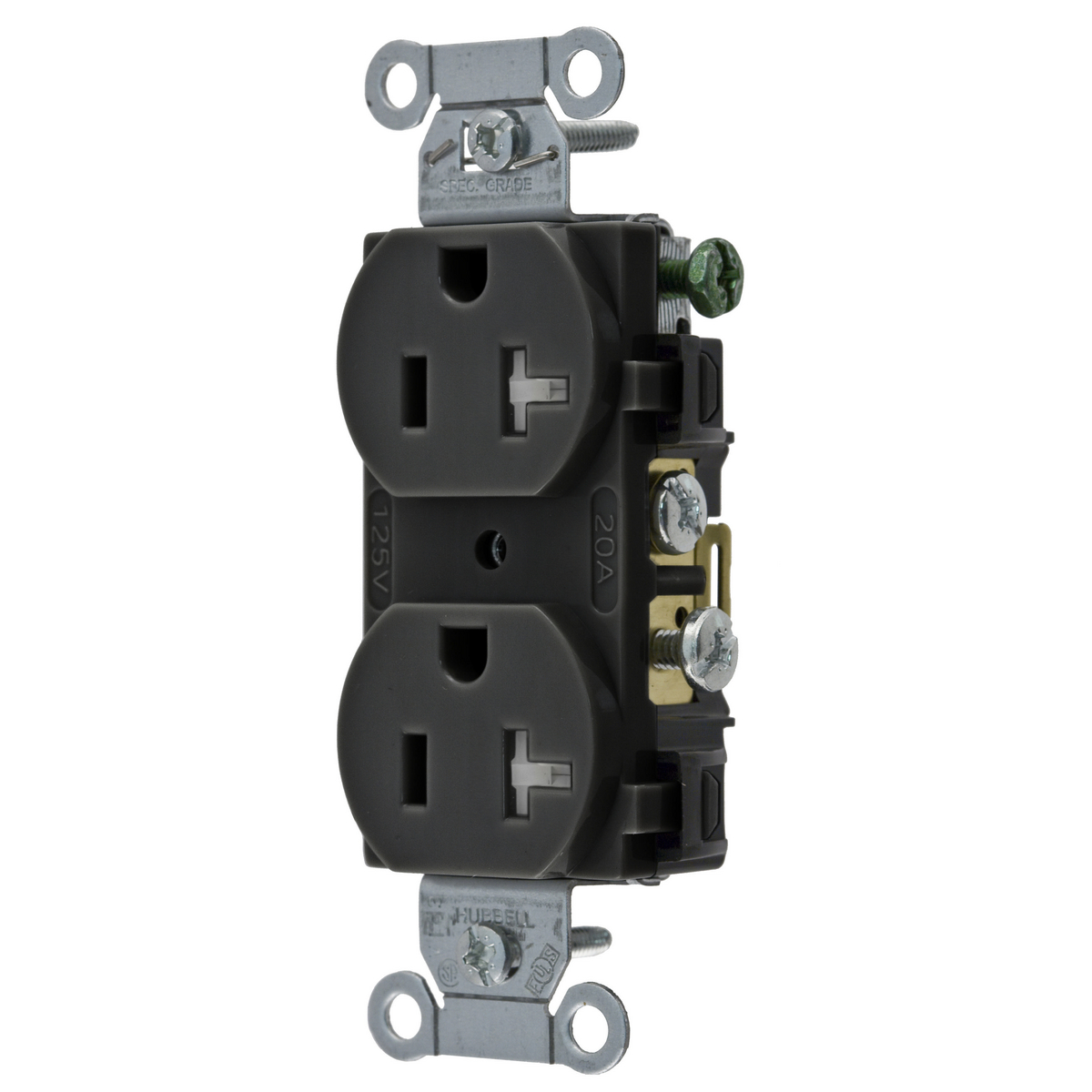 Product image for Receptacle duplex flush nyl 2P3W 20A 5-20R black
