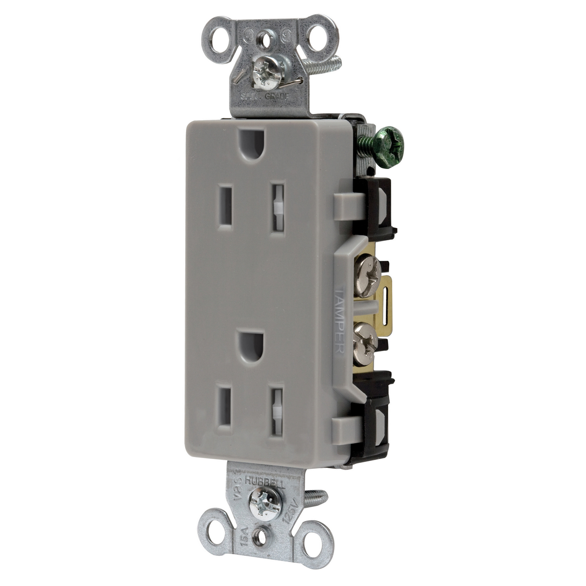 Product image for Receptacle 5-15R TR duplex 2P 15A 125V DECO gray