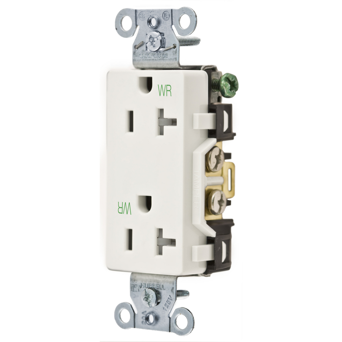 Product image for Receptacle duplex flush nyl 2P3W 20A 5-20R white