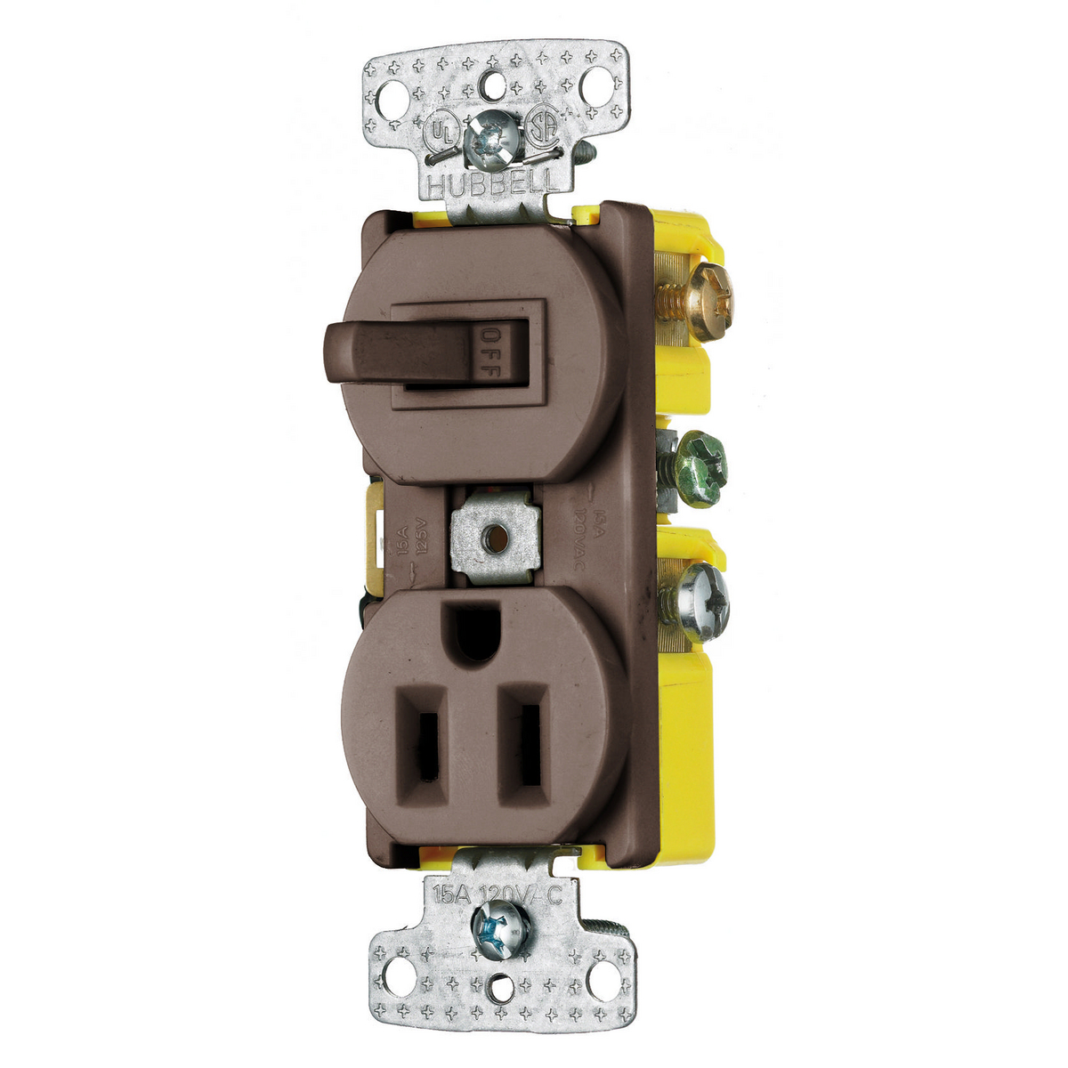 Product image for Switch toggle 1-pole side-wire tamper-resistant 15A 120V brown