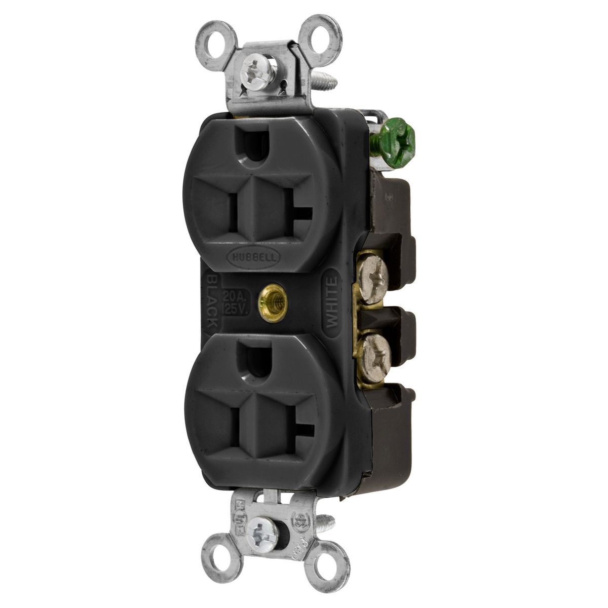 Product image for Receptacle 5-20R duplex groove 2P 20A 125V black
