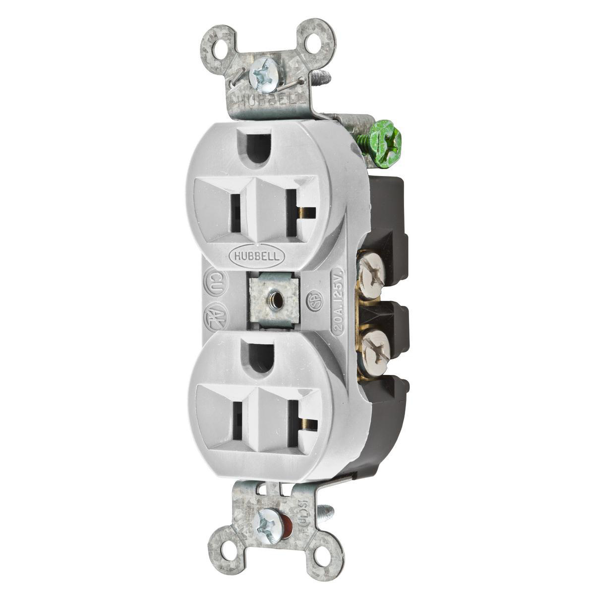 Product image for Receptacle 5-20R duplex groove 2P 20A 125V offwhi