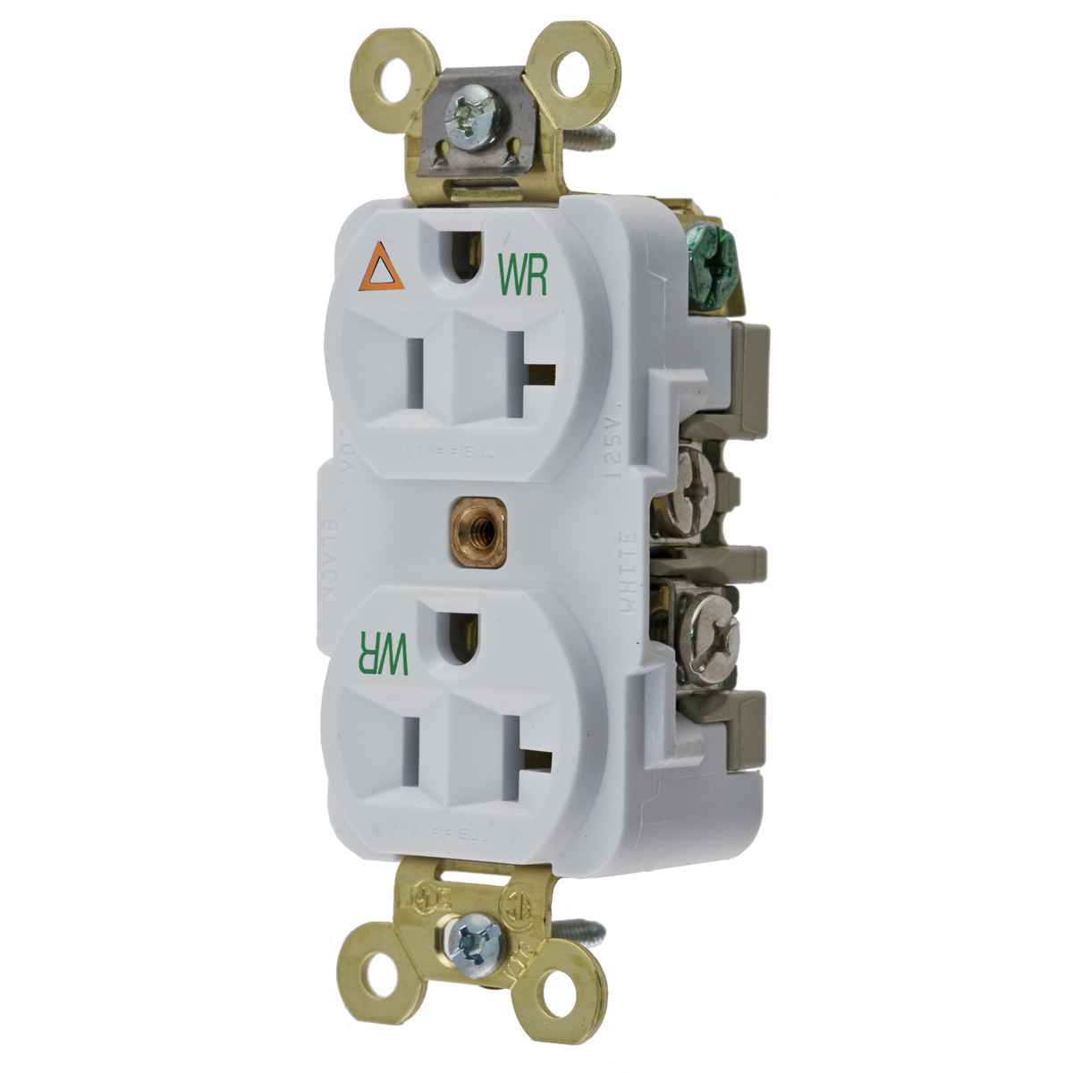 Product image for WR RCPT, DUP, SB, IG HG, 20A 125V, WH