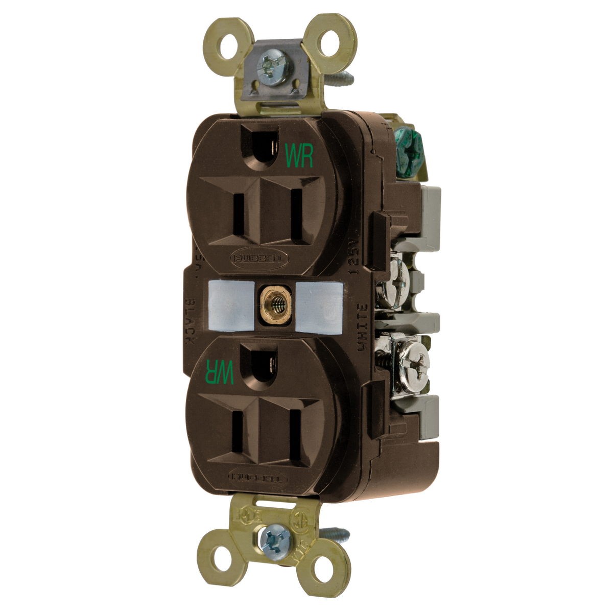 Product image for Receptacle duplex flush nyl 2P3W 15A 5-15R brown