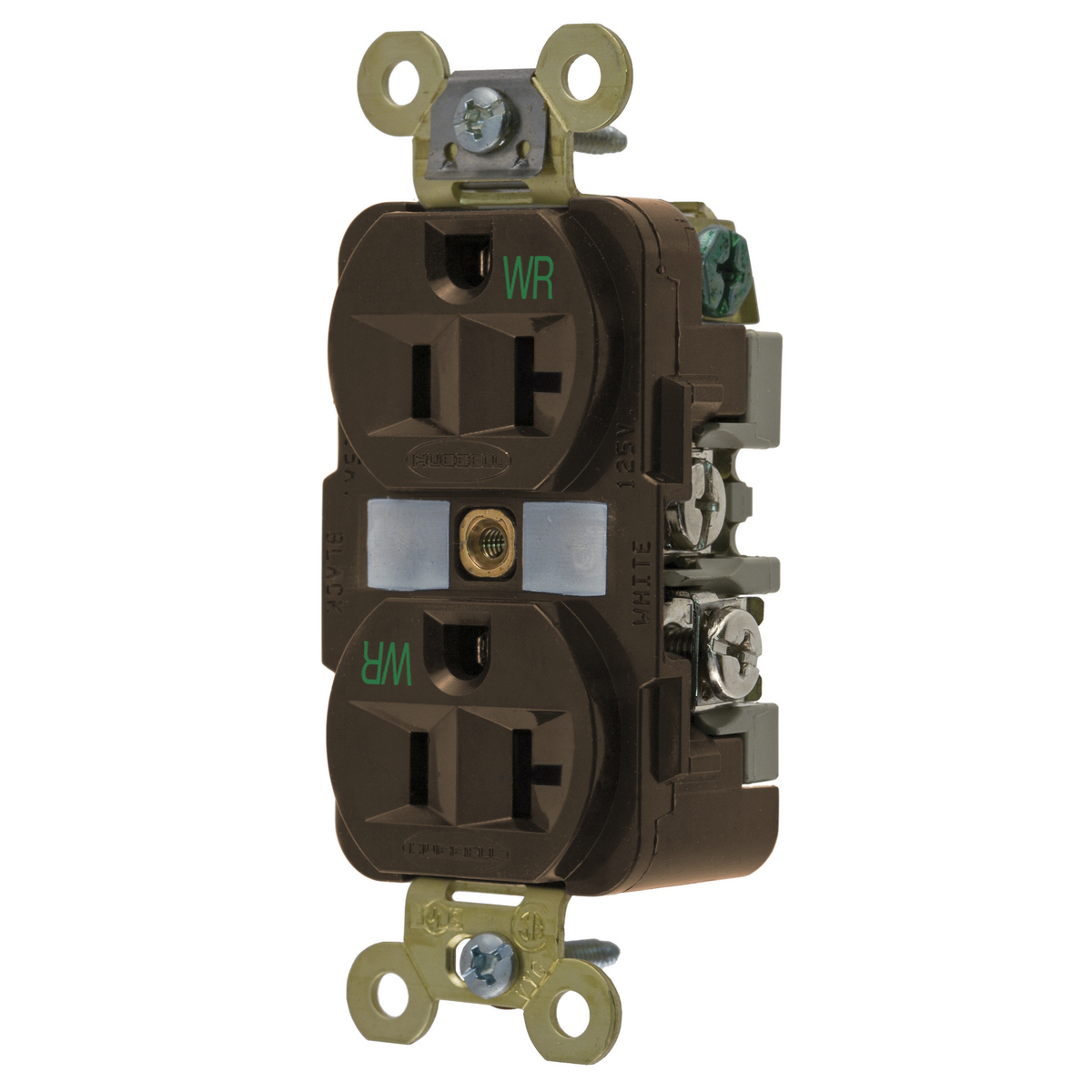 Product image for Receptacle duplex 2-pole weather resistant 20A 125V brown