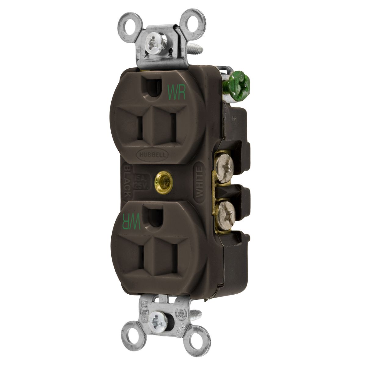 Product image for RCPT, DUP WR, HUBPRO, 15A 125V, BR