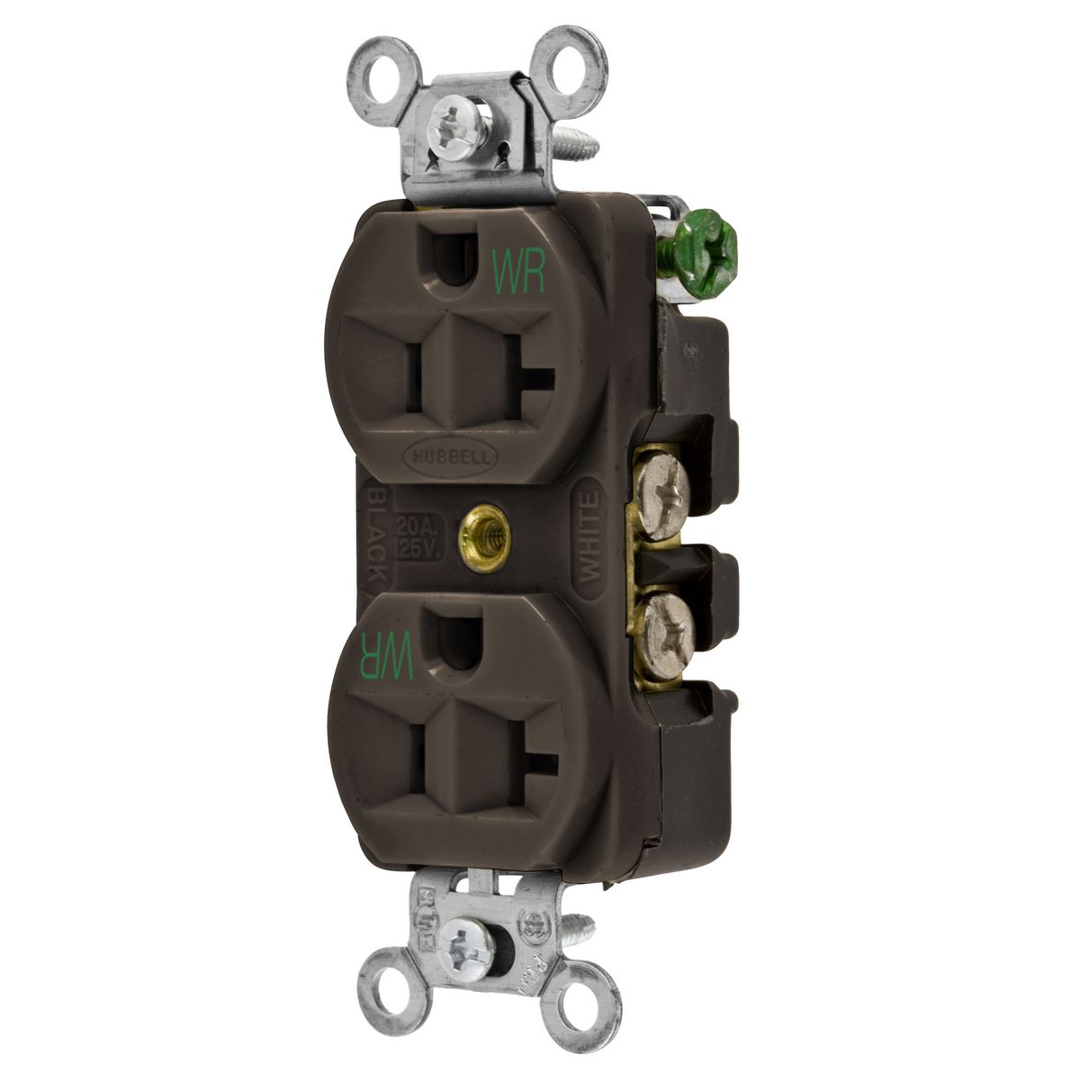Product image for Receptacle duplex water-resistant 20A 125V brown
