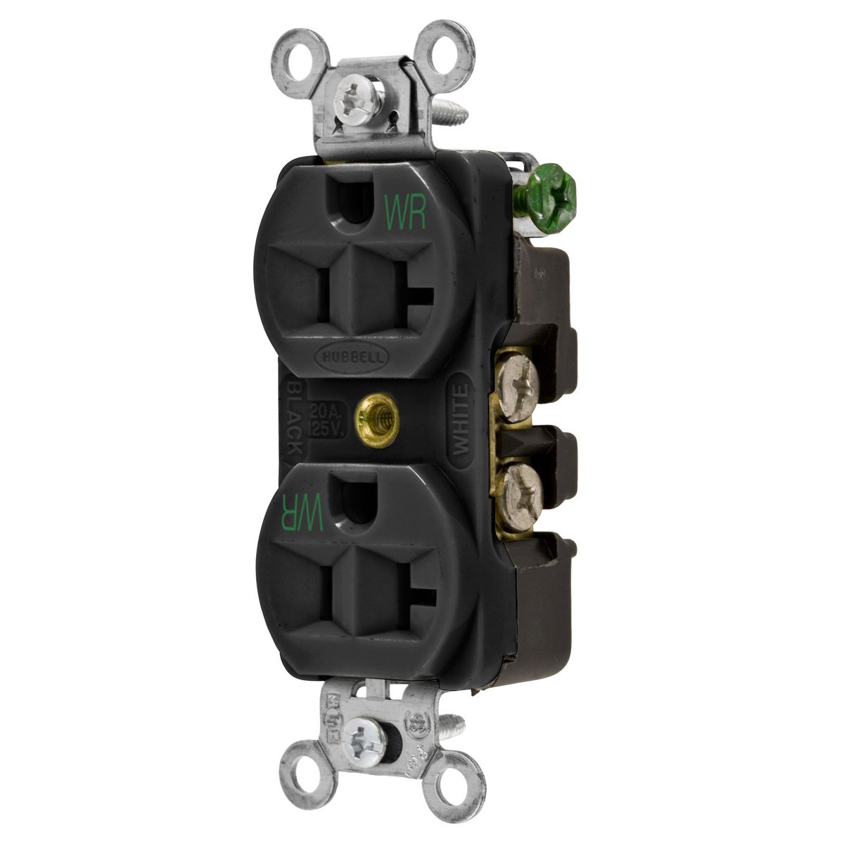 Product image for RCPT, DUP WR, HUBPRO, 20A 125V, BK