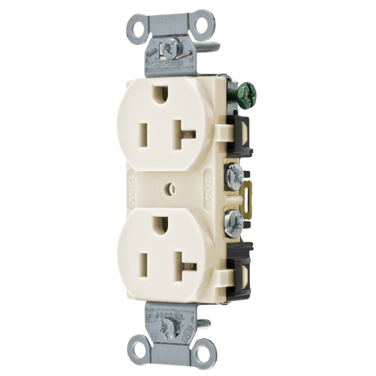 Product image for Receptacle duplex grounding 125V 20A 5-20R light almond