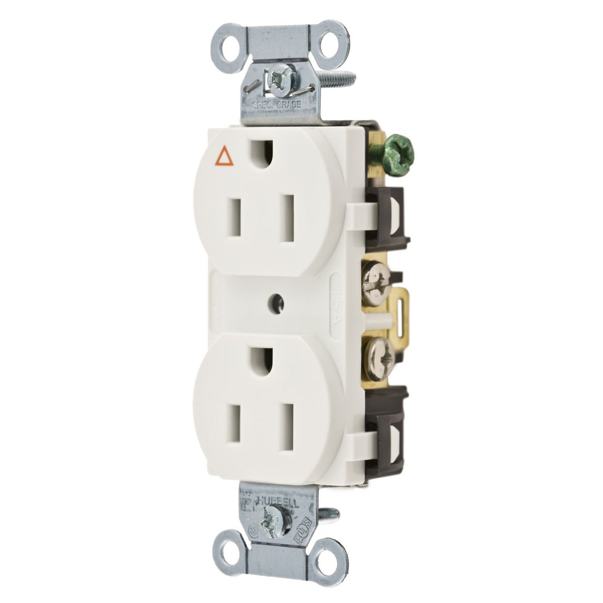Product image for HUB IG5252W RECEPTACLE 15A DUPLEX BACK SIDE WIRED IG WHITE