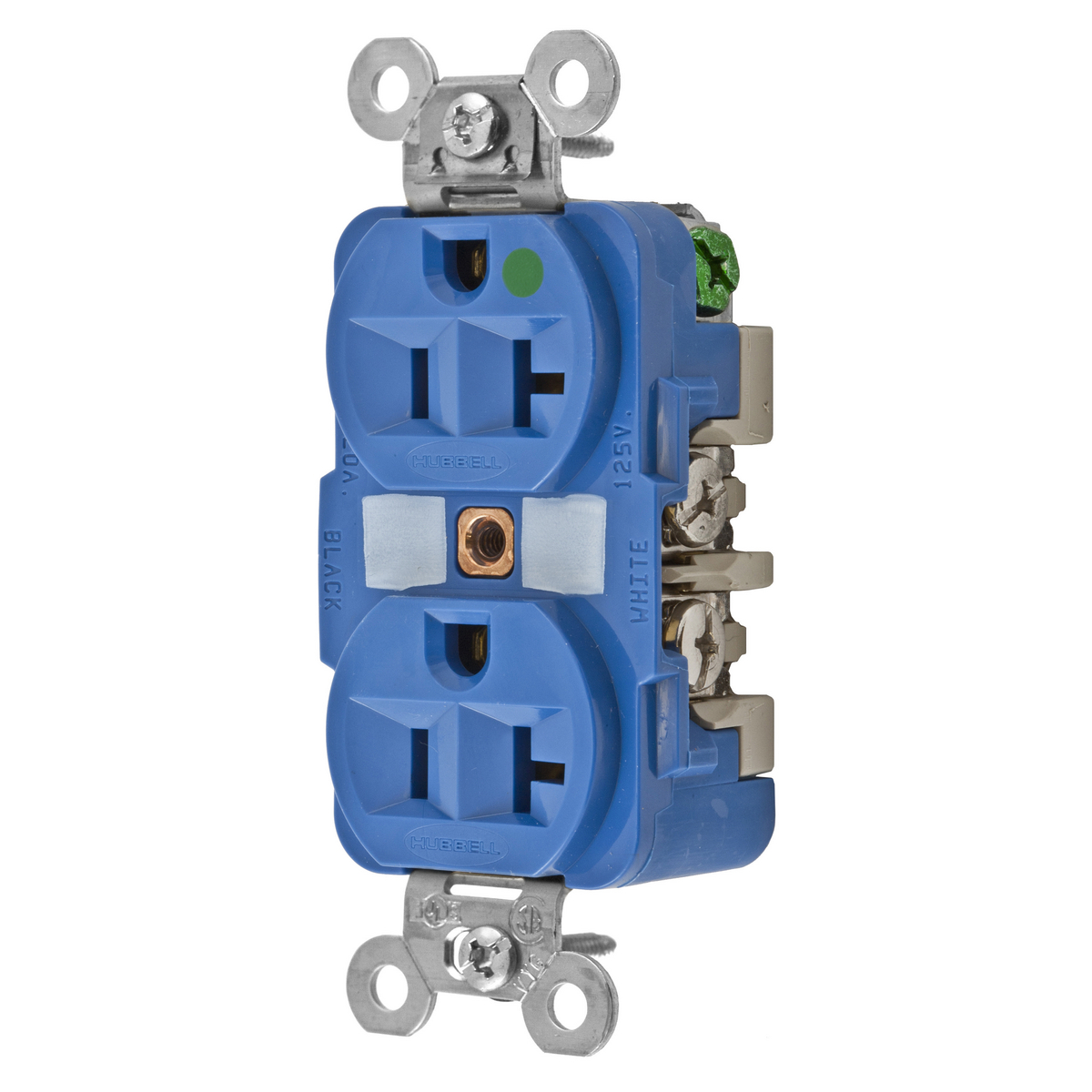 Product image for Receptacle duplex 2-pole hospital-grade 20A 125V blue