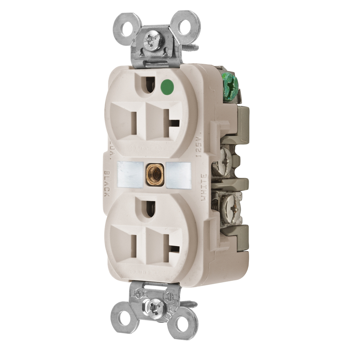 Product image for Receptacle duplex 2-pole hospital-grade 20A 125V light-almond