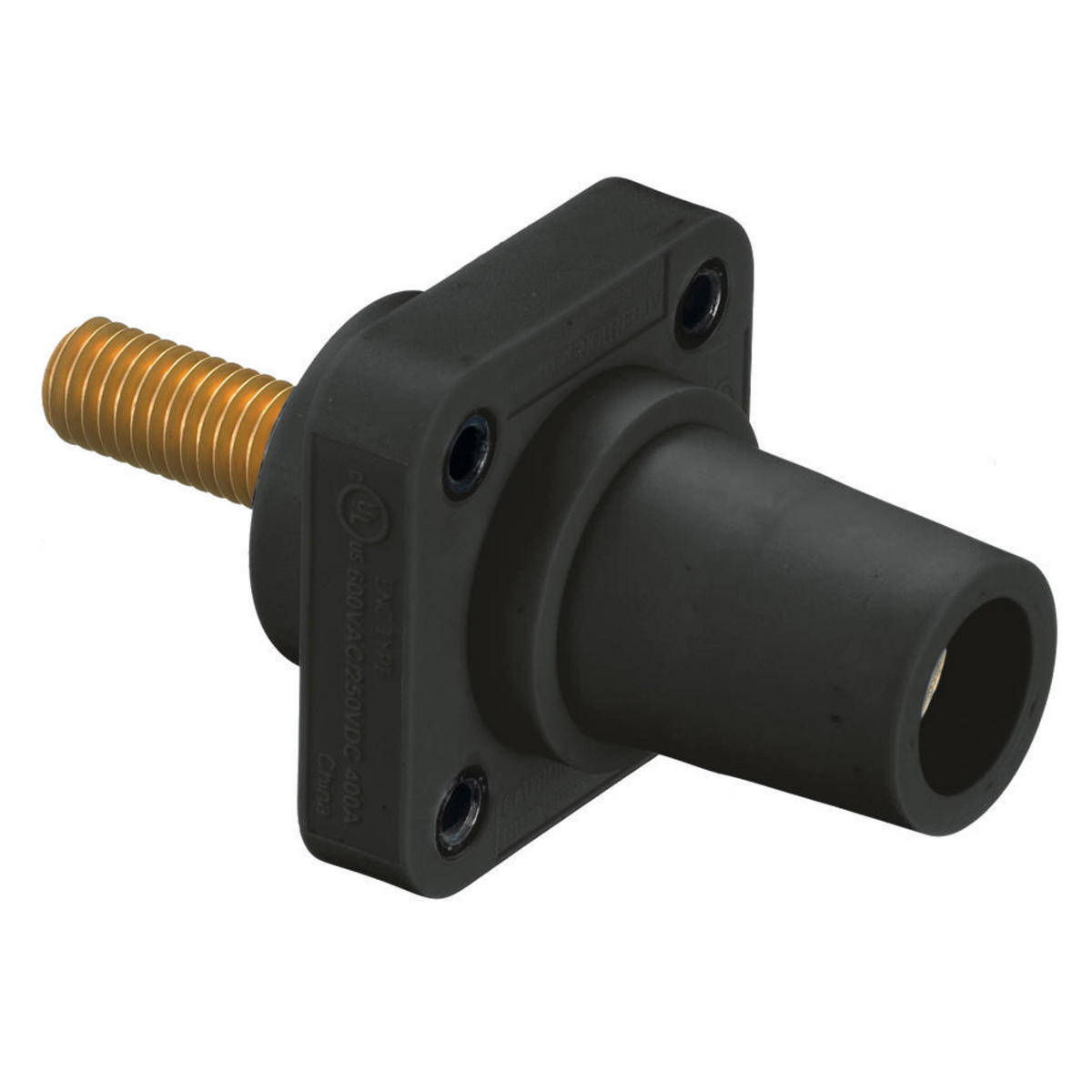 HUB HBLFRSBK PANEL MOUNT FEMALE RECEPTACLE STUD TYPE MATES WITH 400A PLUG BLACK