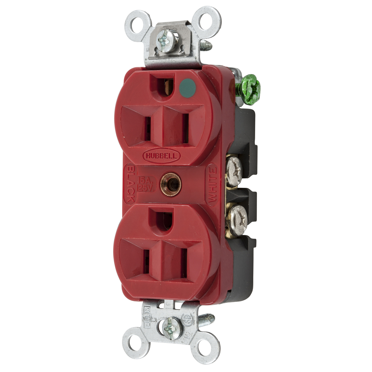 Product image for HUB HBL8200HRED DUP RCPT COM/HG 15A 125V 5-15R RD