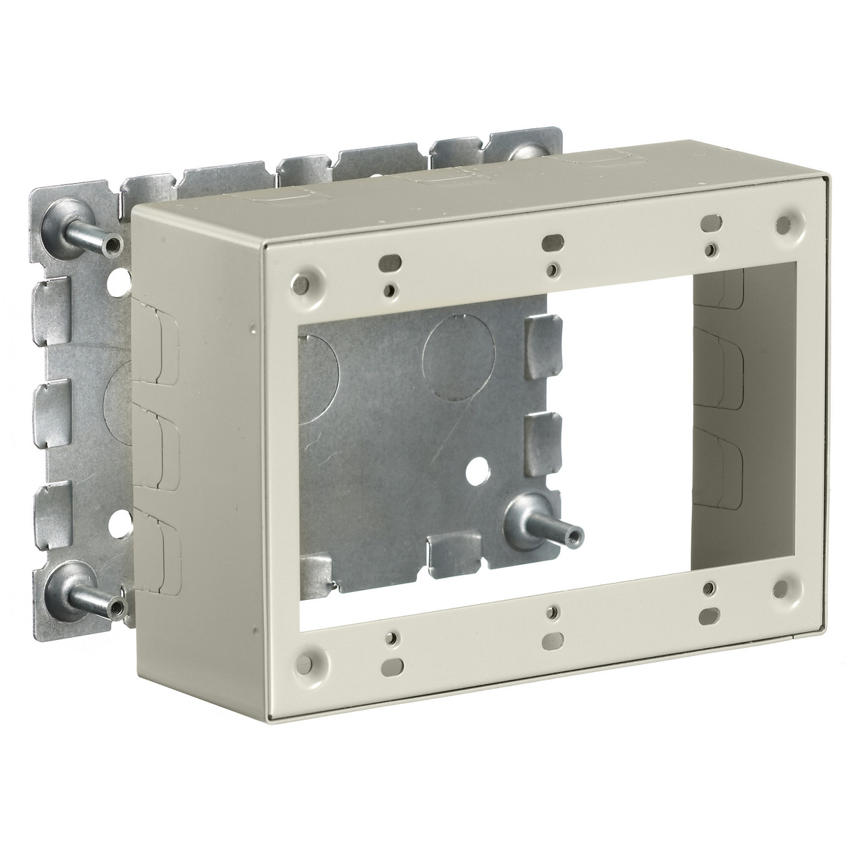 Product image for Box receptacle 3-gang deep ivory 6.45x2.25x4.54"