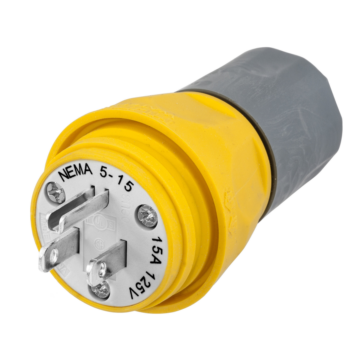 Product image for HUB HBL14W47A CONNECTOR 15A 125V 5-15P NEMA WEATHERTITE MALE PLUG
