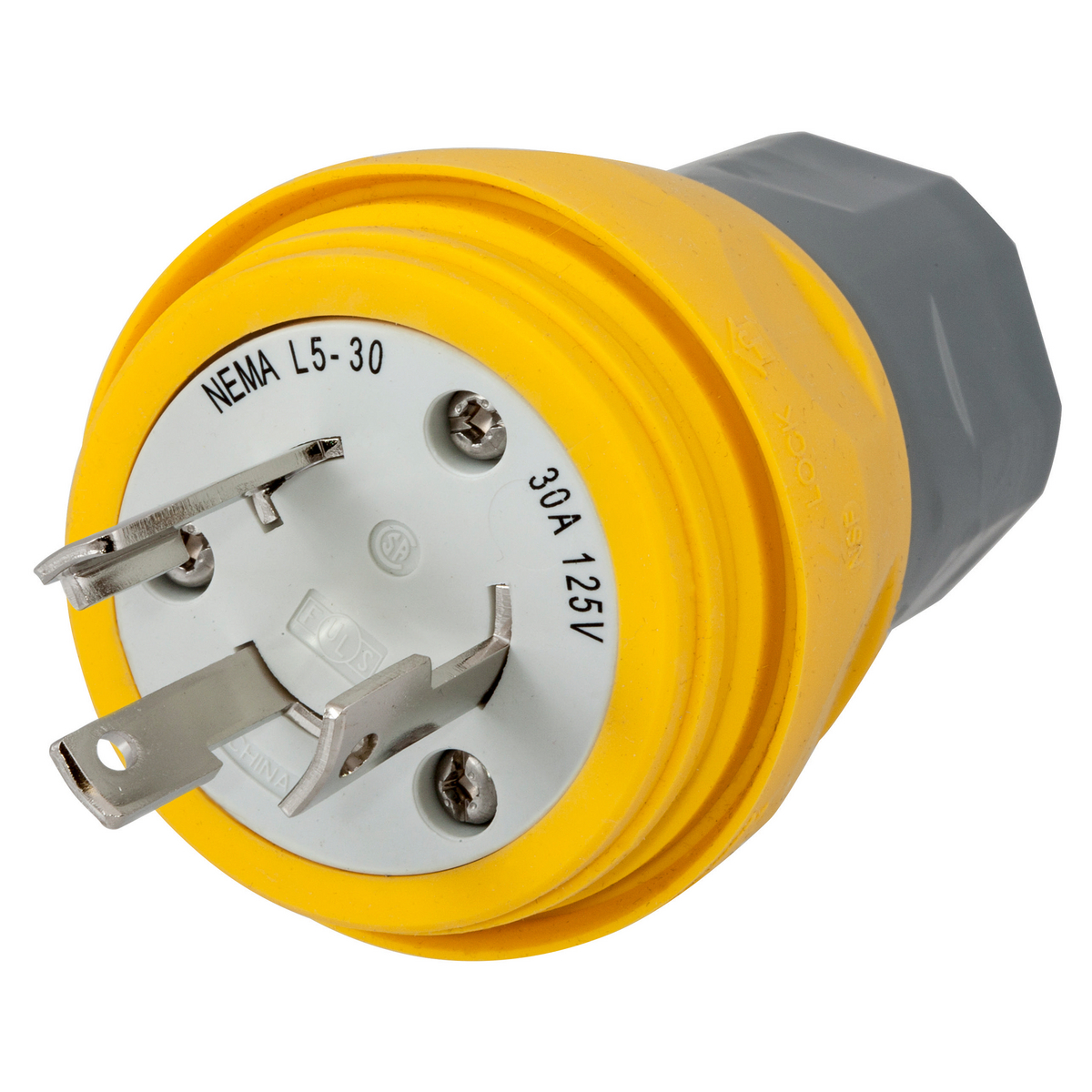Product image for Plug 2-pole 3-wire NEMA L5-30P 30A 125V yellow