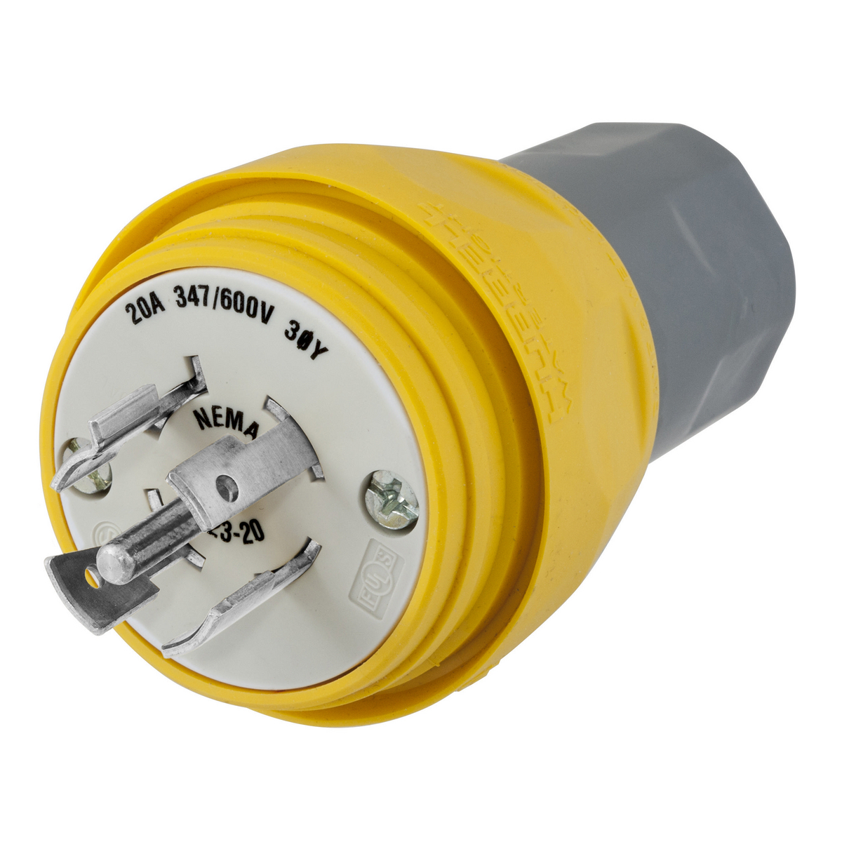 Product image for PLUG,W/TIGHT,3PY 20A 347/600V,L23-20P,YL
