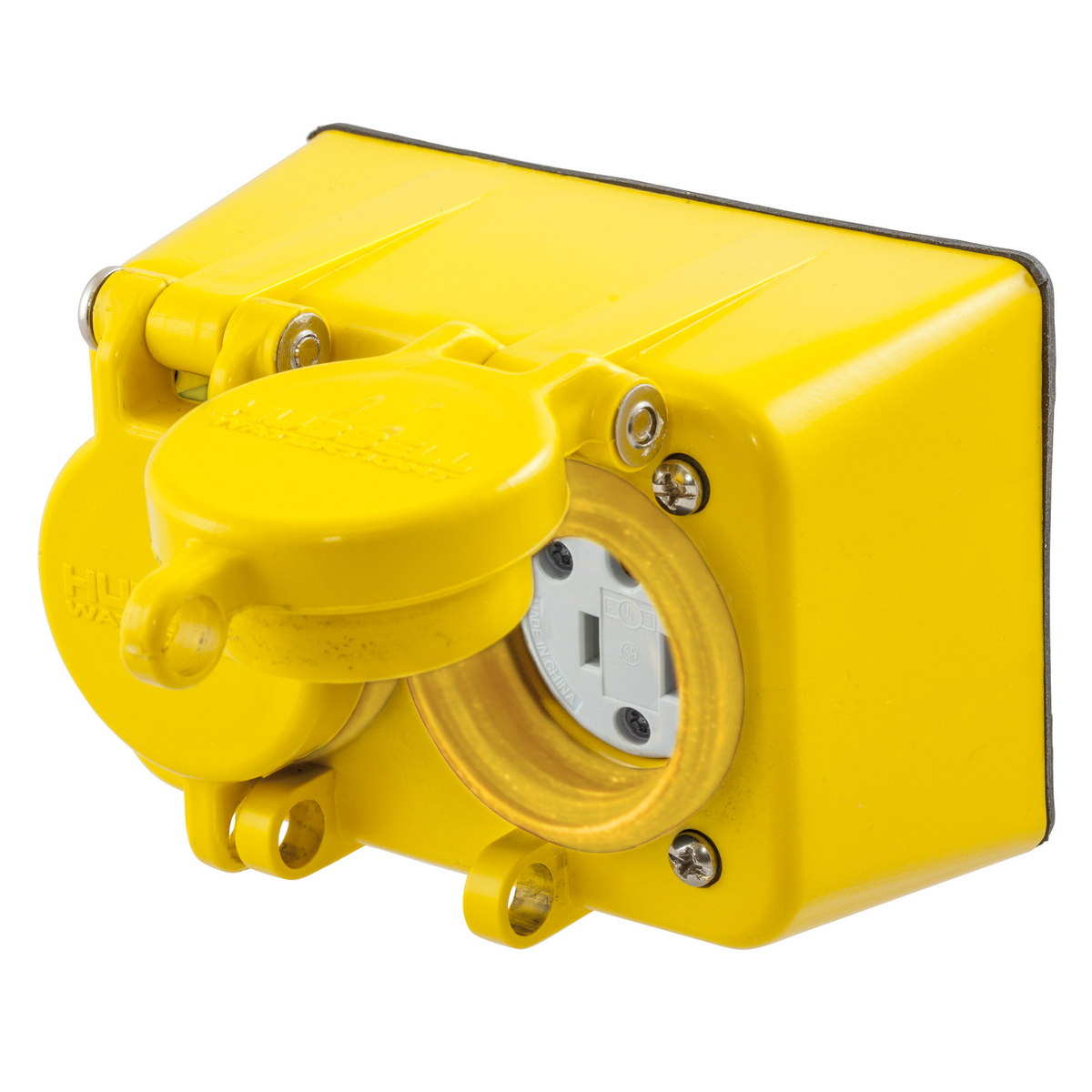 Product image for HUB HBL60W33D RECEPTACLE 20A 125V DUPLEX WATERTIGHT NEMA 5-20 2POLE 3WIRE YELLOW