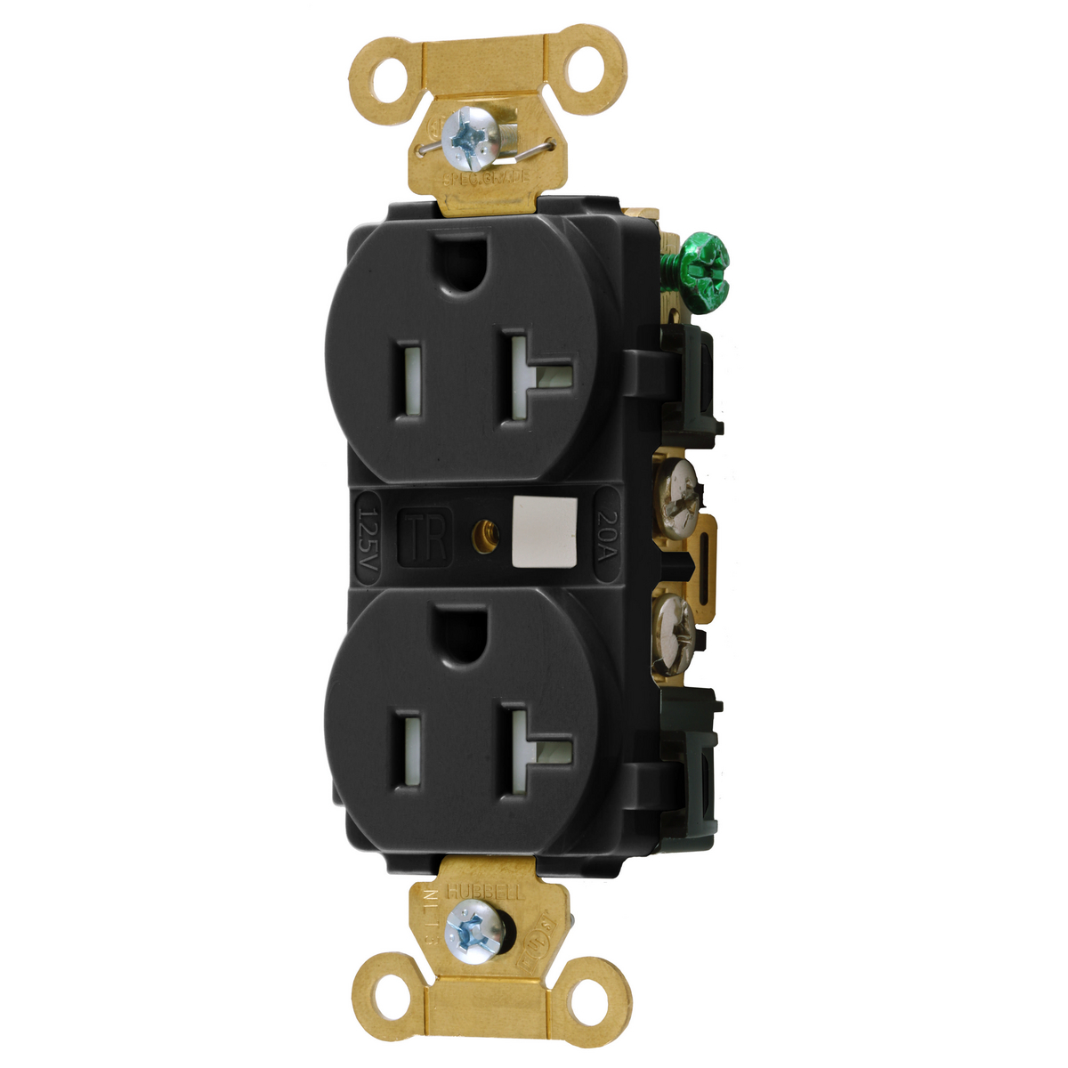 Product image for DUP RCPT, IND, TR, 20A/125V, 5-20R, BK