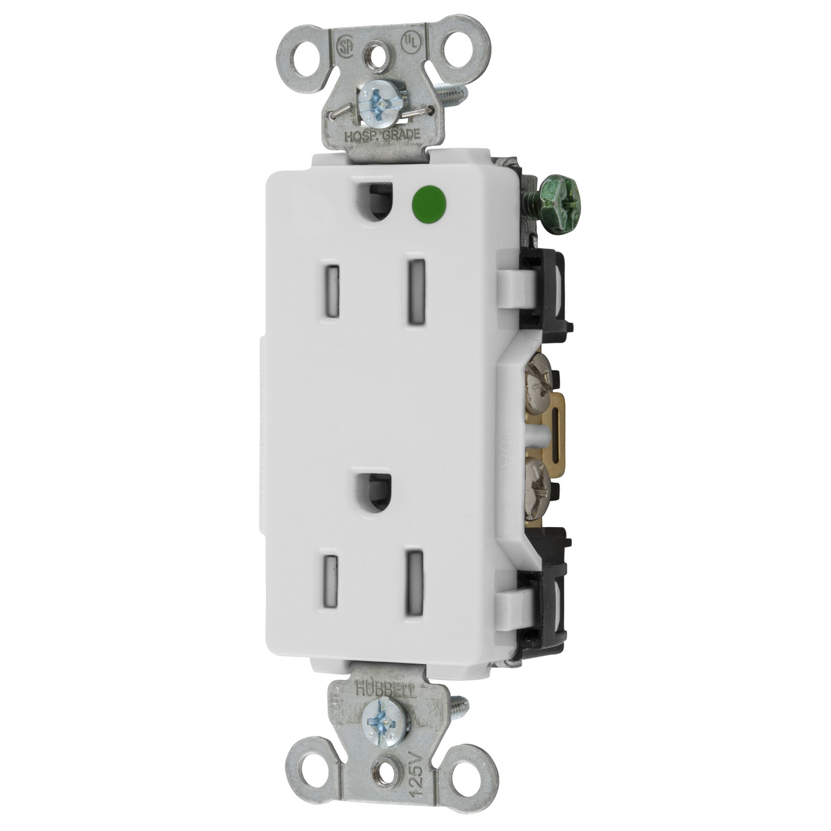 Product image for RCPT DECO DUP HG HUBPRO 15A/125V TR WH