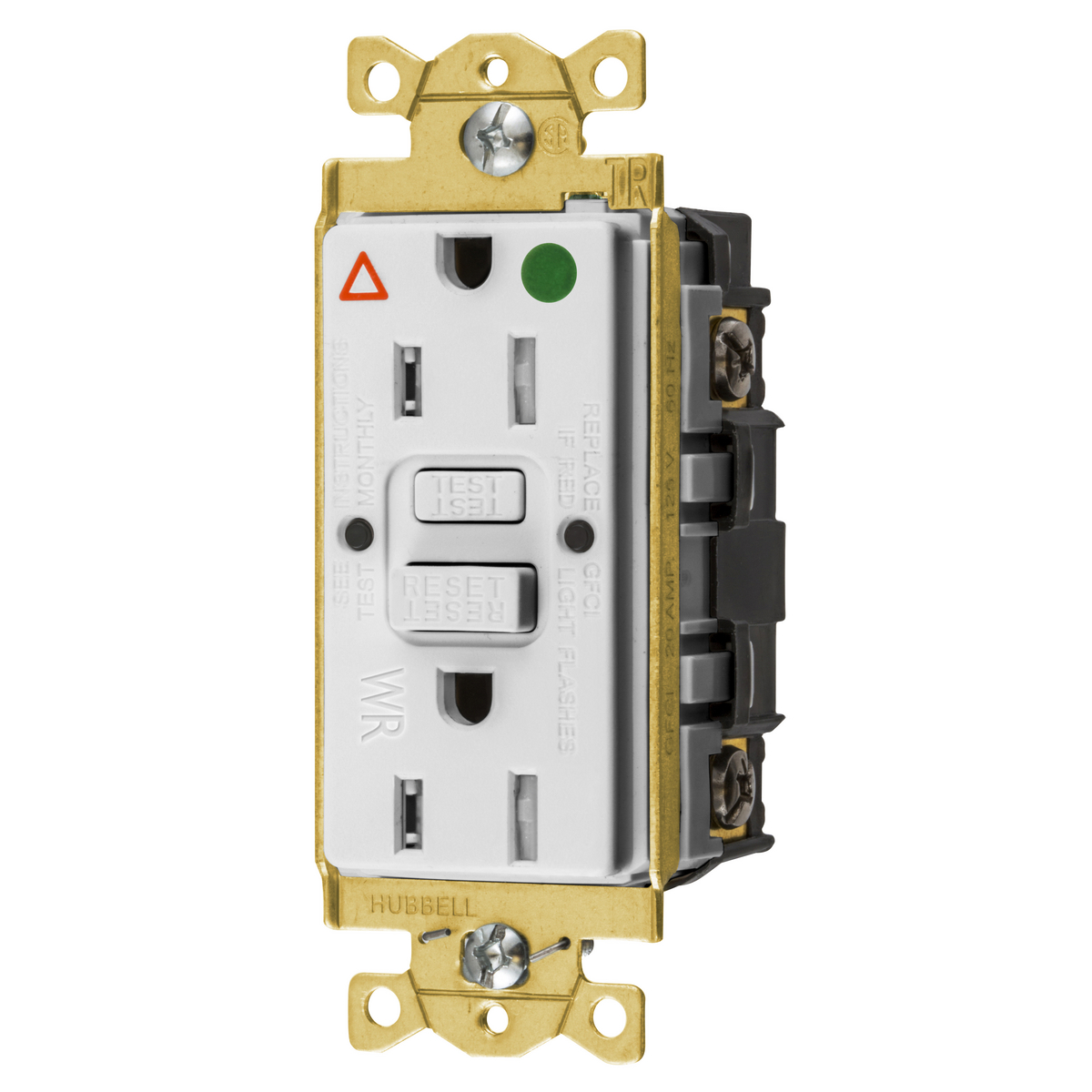 Product image for Receptacle GFCI hospital grade tamper & weather resistant isolated ground 0.5HP NEMA 5-15R 15A 125V white