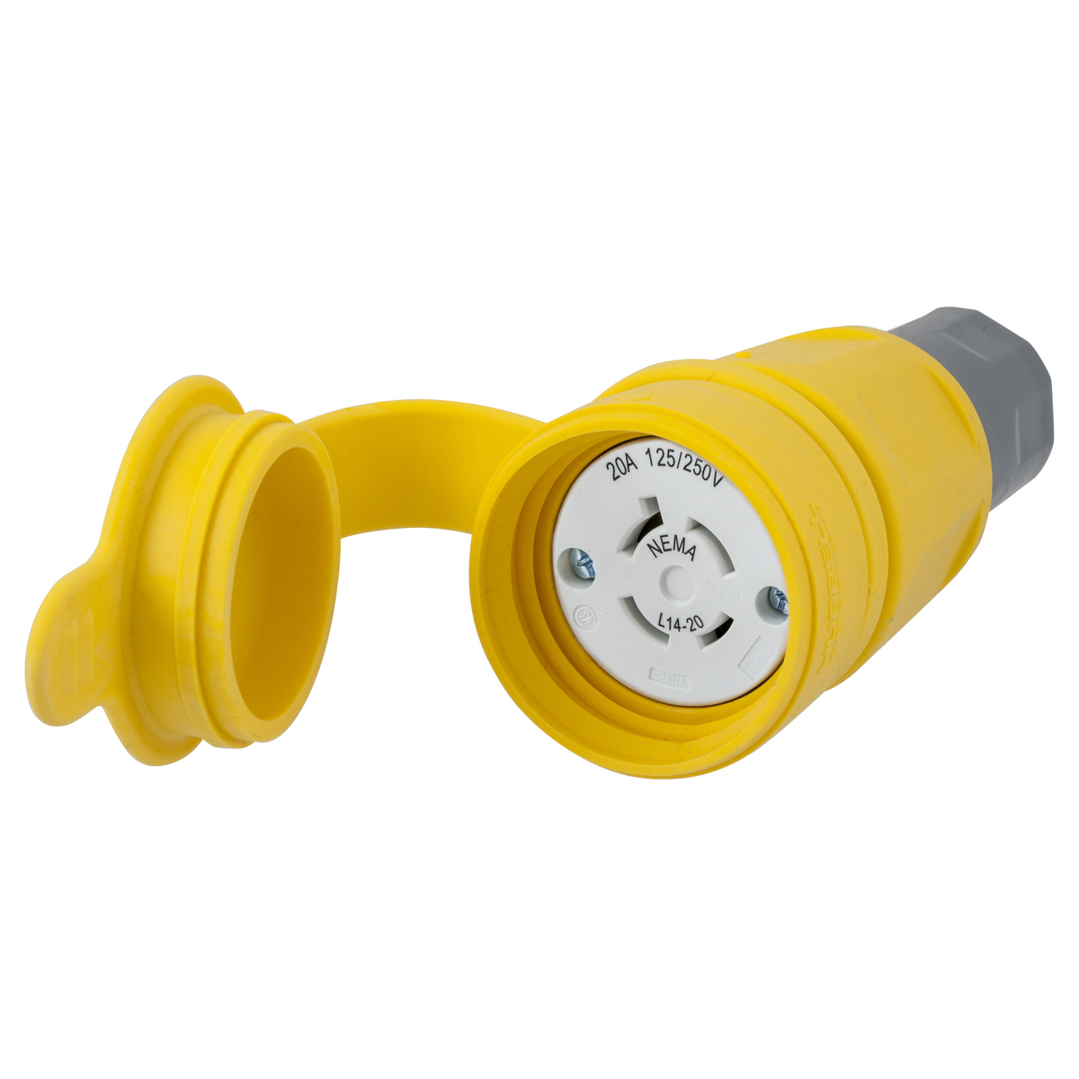 Product image for Connector 3-pole 4-wire NEMA L14-20R 20A 250V yellow