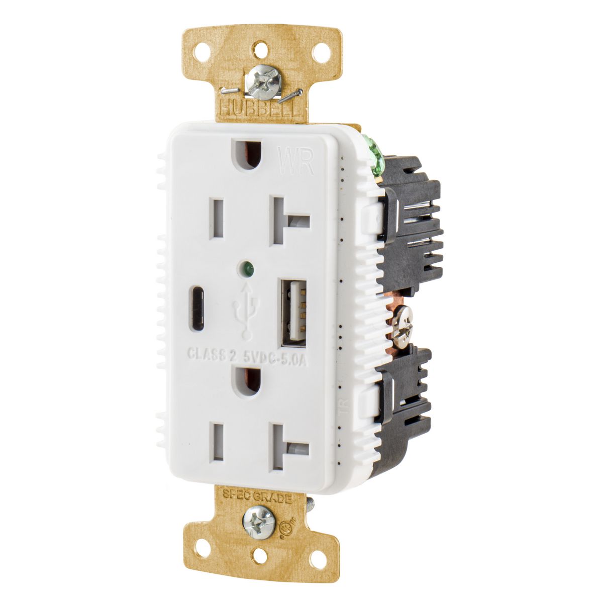 Product image for DUP TRWR 20A 125V USB PORT 5A5V AC WH