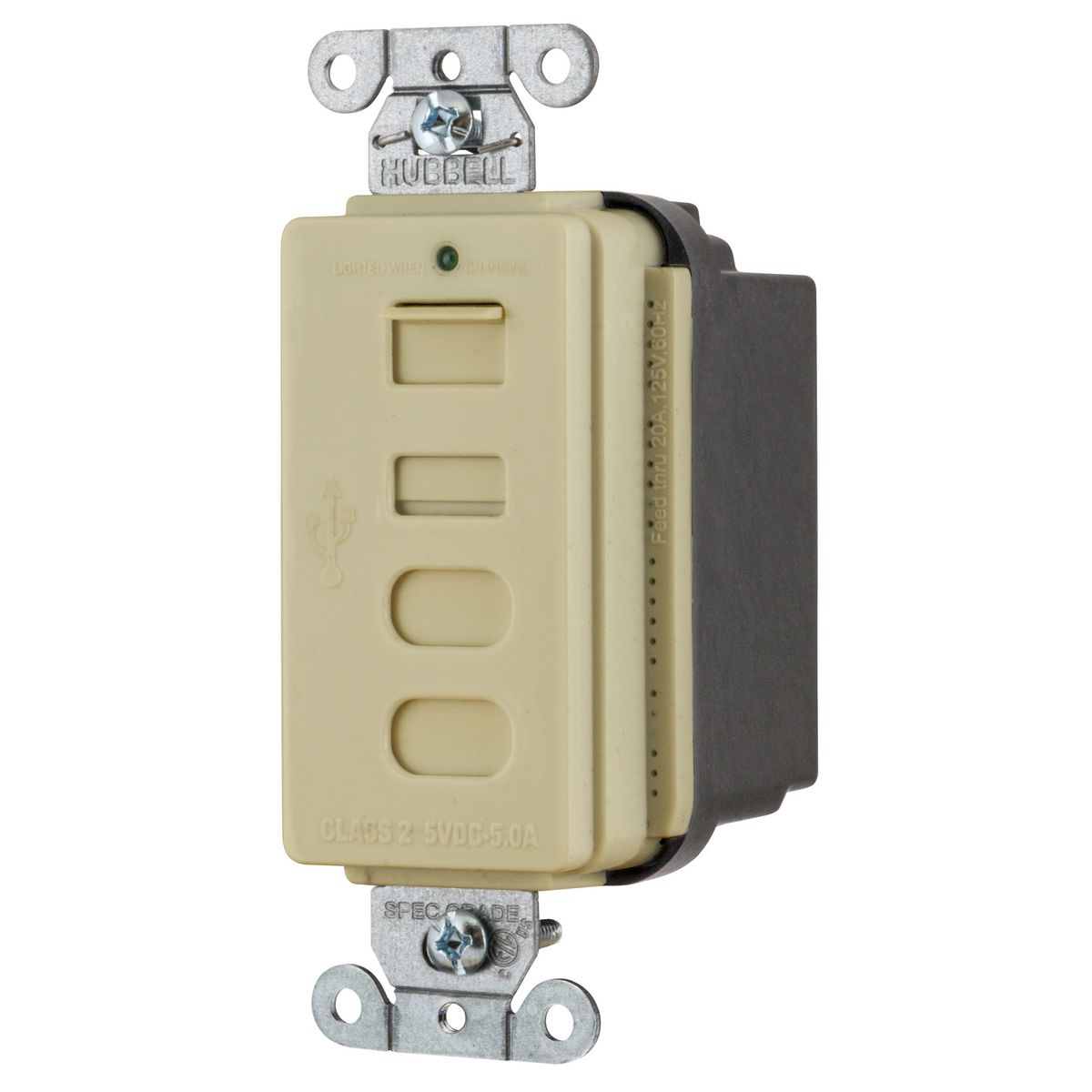 Product image for USB CHRGR 4 PORT 5AMP 5 TYPE AC, IVORY