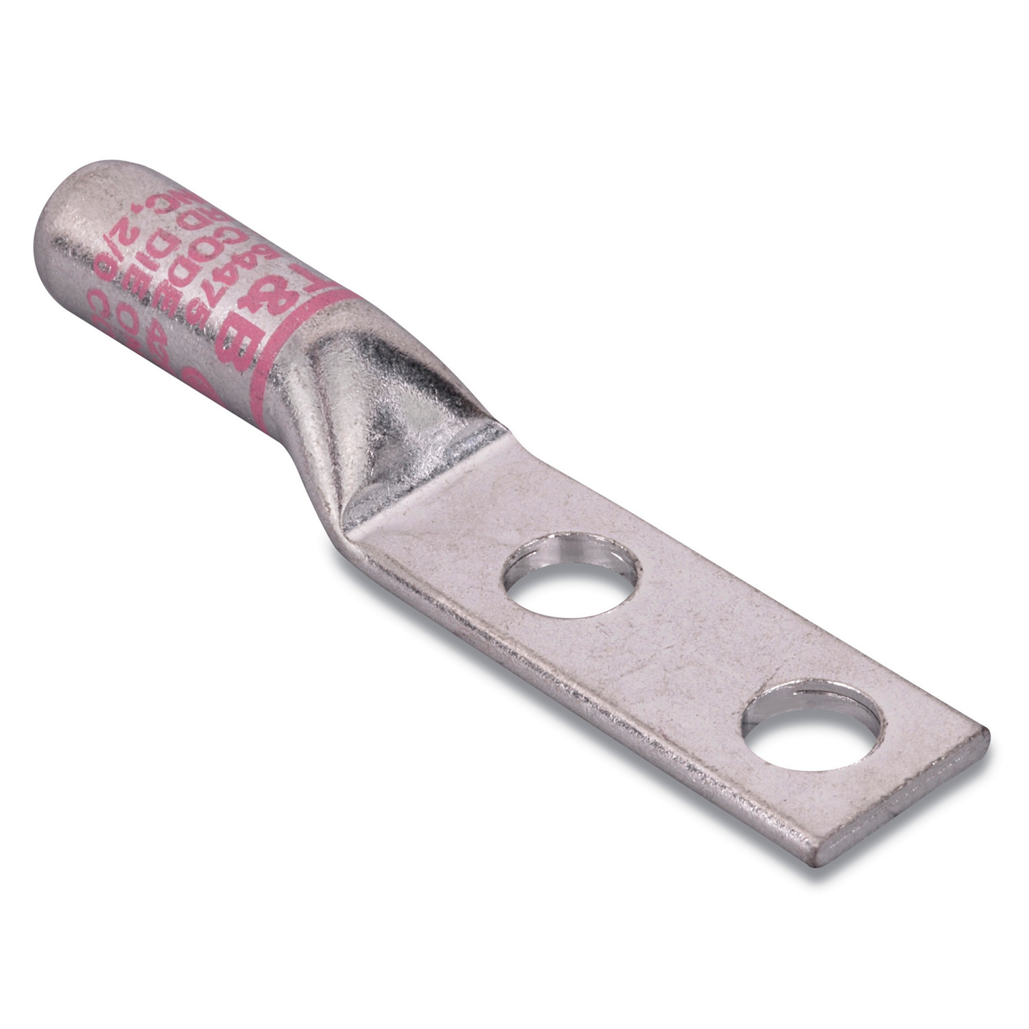 Product image for Lug 2hole long barrel copper pink 1/0AWG 3/8in