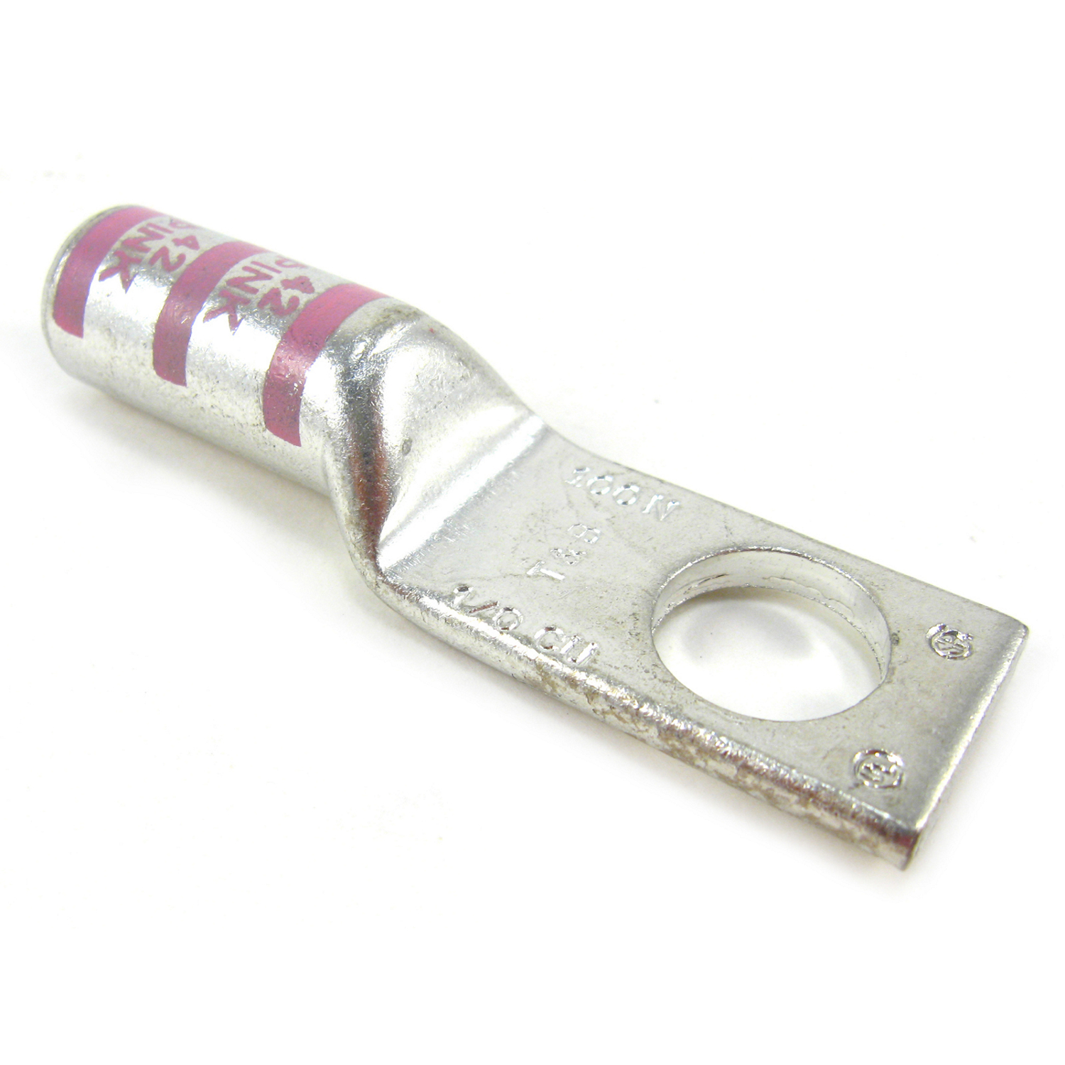 Product image for Lug 1hole long cu pink 1/0AWG 1/2in Color-Keyed