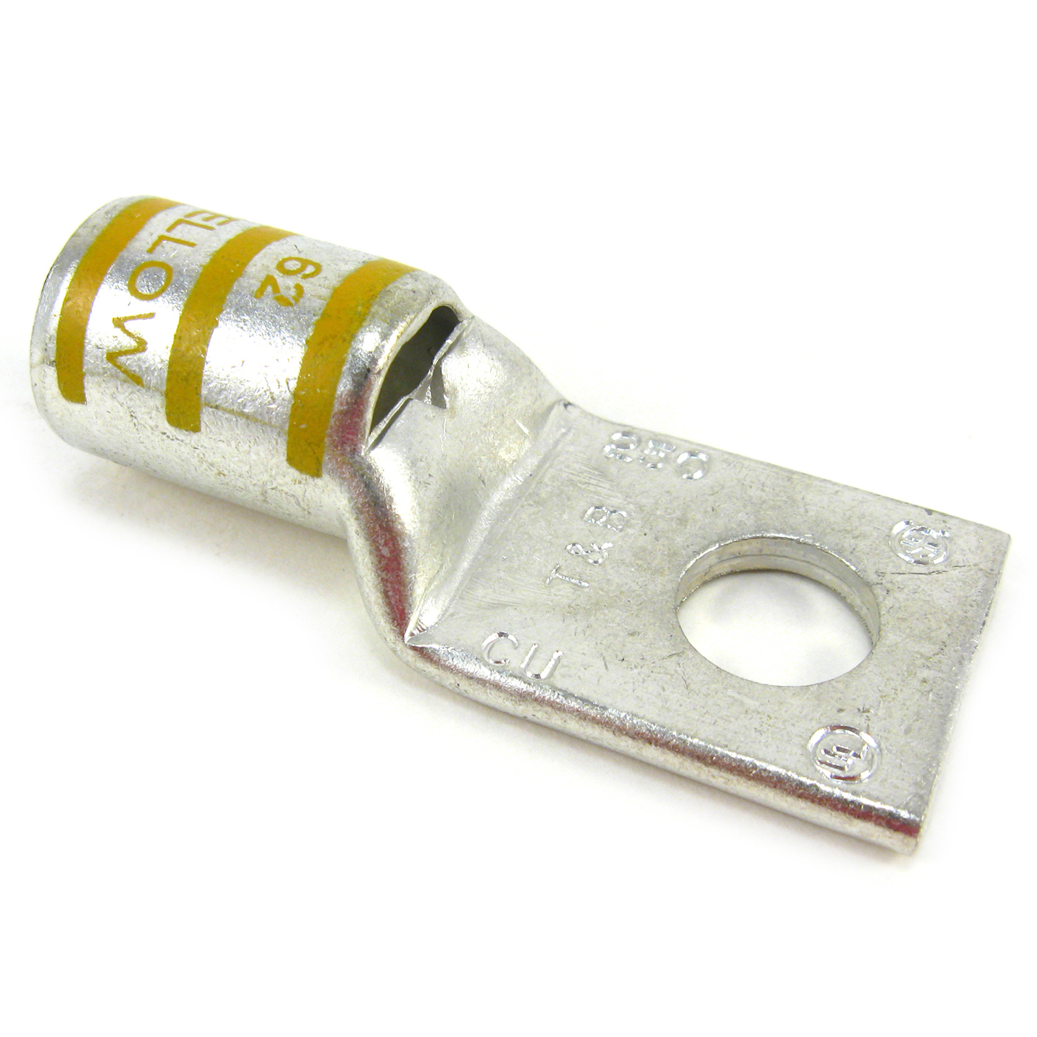 Product image for Lug 1hol std barl cu ylw 4/0AWG 3/8in ColorKeyed