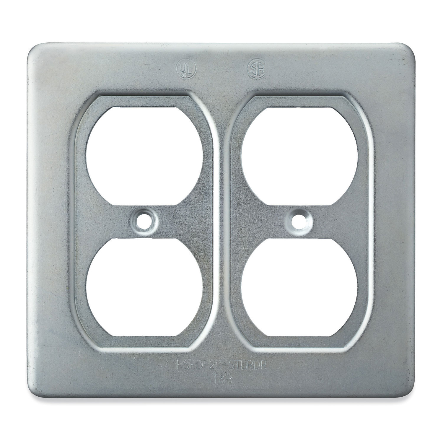 Product image for TWO GANG FS/FD CVR,STL, 2-DX RCPT
