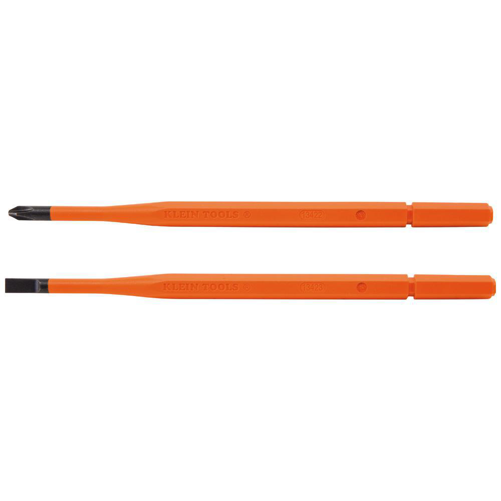 Product image for KLEIN 13156 TOOL SCREWDRIVER BLADES INSULATED SINGLE END 1 #2 PHILLIPS 1 1/4" SLOT PER PKG