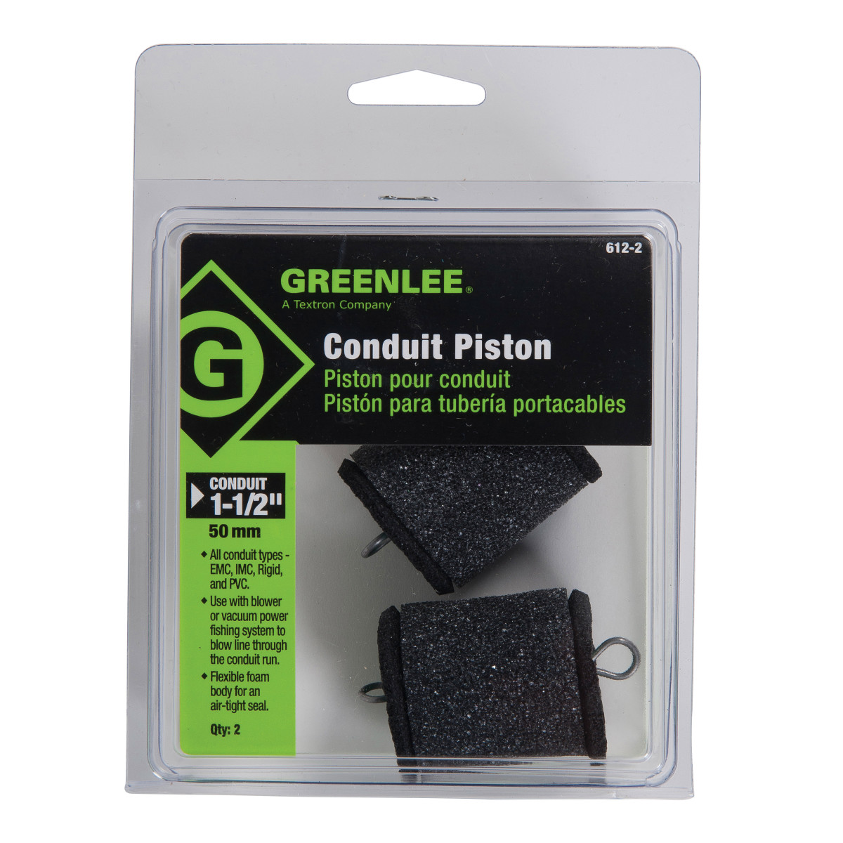 Product image for Piston conduit green 1-1/2"