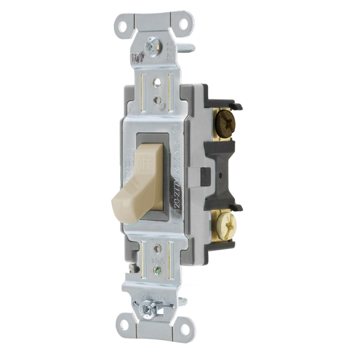 Product image for Switch toggle 3-way corrosion resistant 15A 277VAC almond