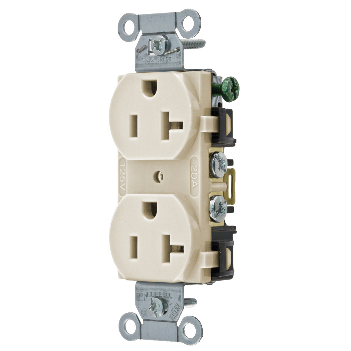 Product image for Receptacle duplex 2-pole specification-grade 20A 125V almond