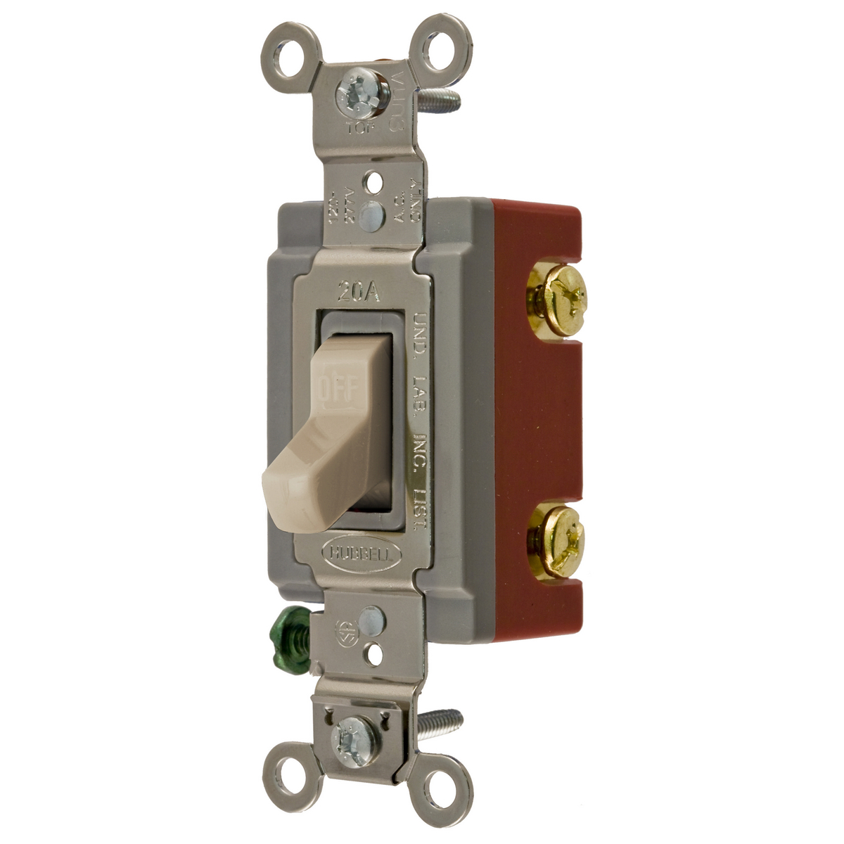 Product image for Switch toggle 1-pole industrial-grade 20A 277V almond