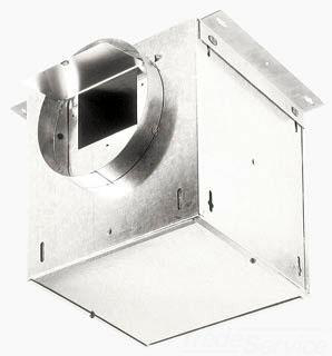 Product image for VENTILATOR; 106 CFM STRAIGHT THROUGH, 0.7 SONES; 95 CFM RIGHT ANGLE, 0.3 SONES. 6" RD. DUCT CONNECTORS. 120V.
