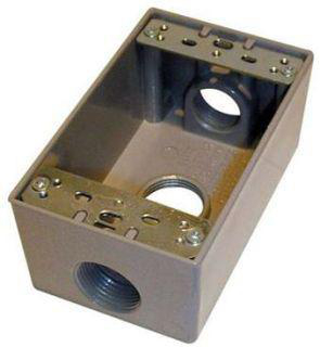 RAB D5613 BOX RECTANGULAR OUTLET 3H WITH SILVER GREY FINISH AND 3 1/2" HOLES