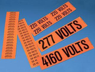 Product image for VOLTAGE MRKR,VNYL,'415 VOLTS',BL/OR,PK5