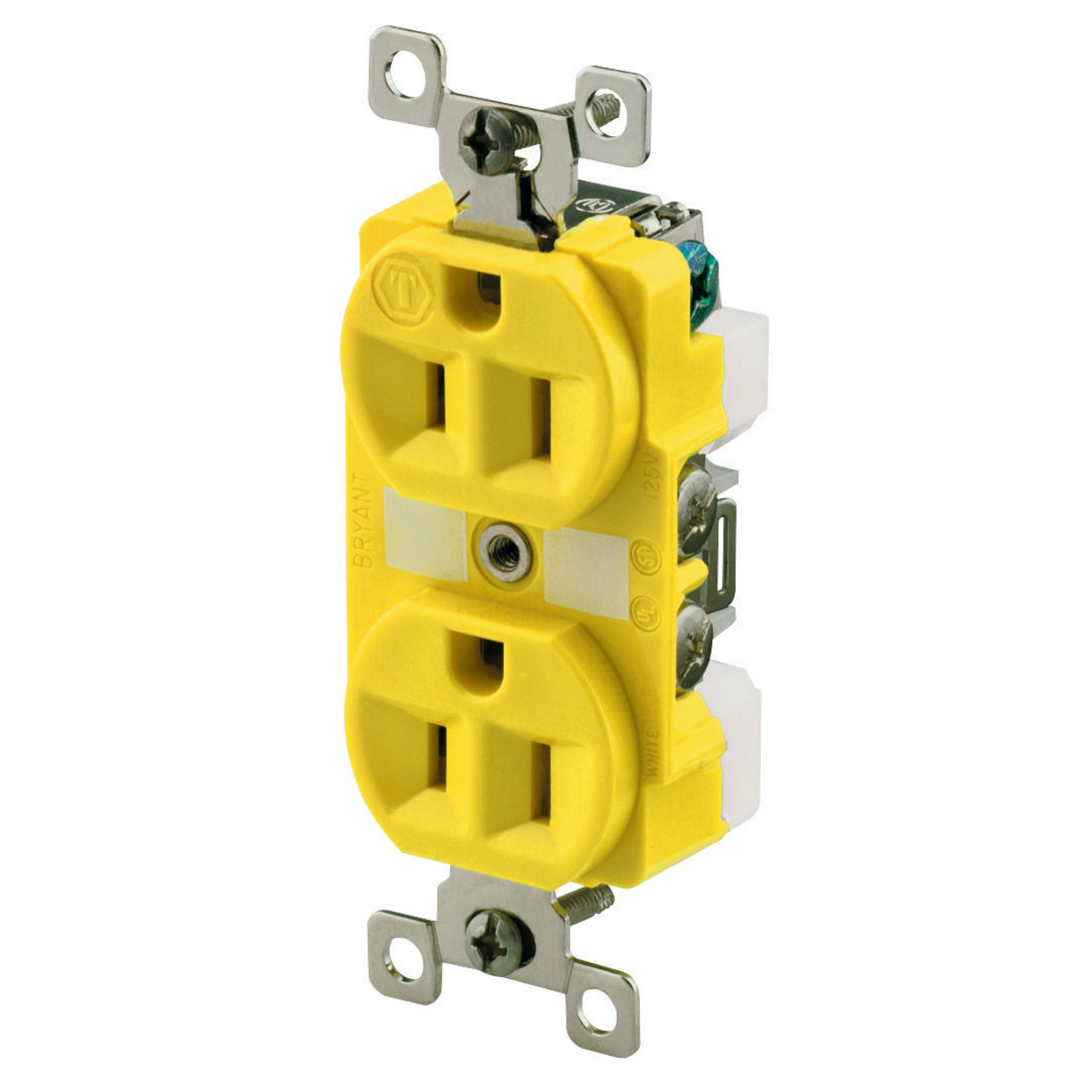 Product image for DUP RCPT, CM, 15A 125V, 5-15R, YL