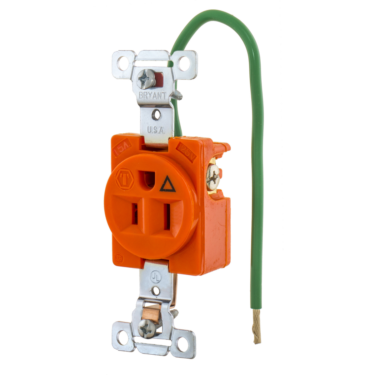 Product image for SGL IG RCPT, IND GRD, 15A 125V, 5-15R,OR