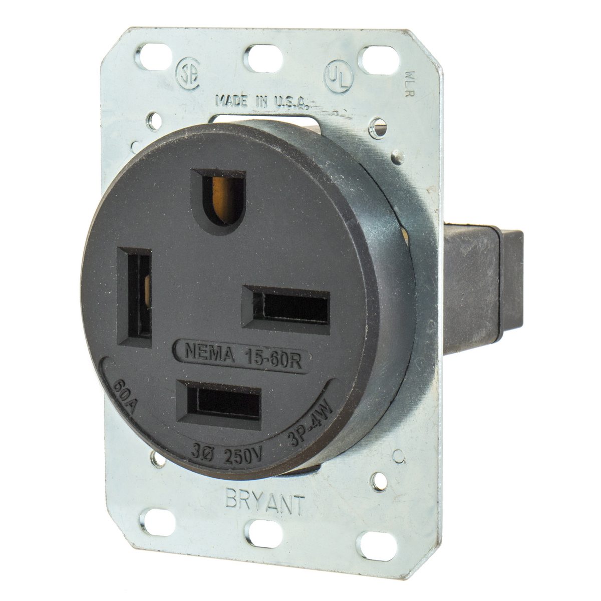 Product image for RCPT, 60A 3PH 260V, 15-60R, BK