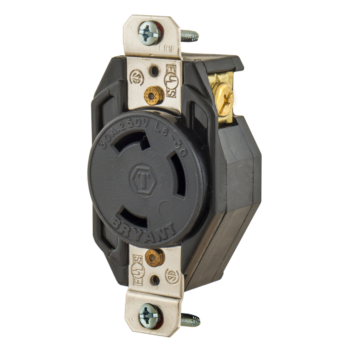 Product image for BRYANT 70630FR RECEPTACLE 30A 250V 2P3W L6-30 TL SINGLE BLACK
