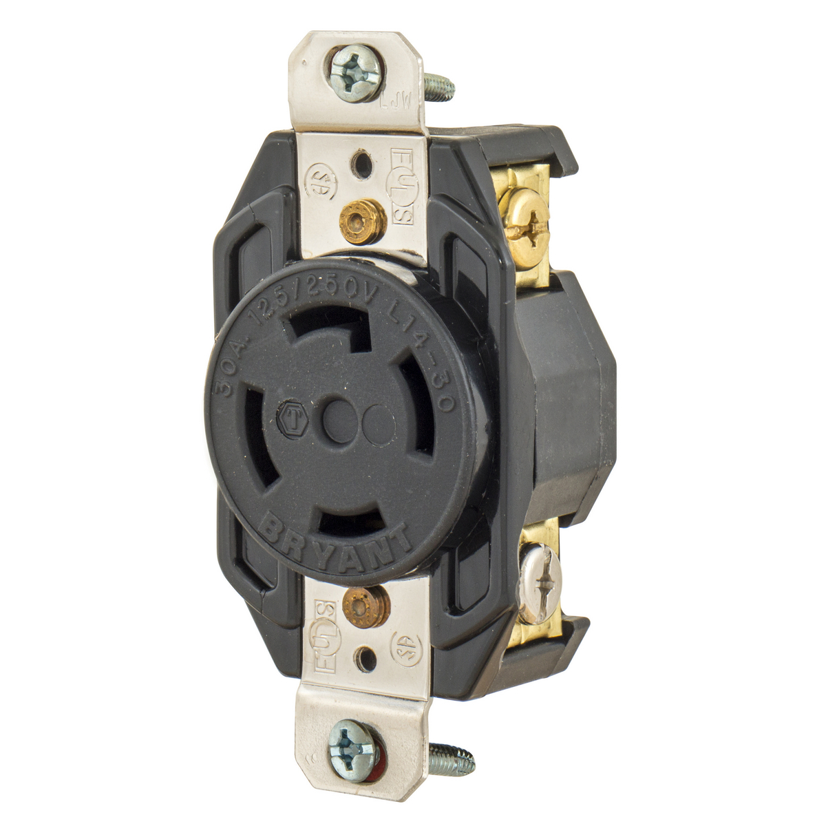 Product image for BRYANT 71430FR RECEPTACLE 30A TL 125V 250V L14-30R SINGLE BLACK