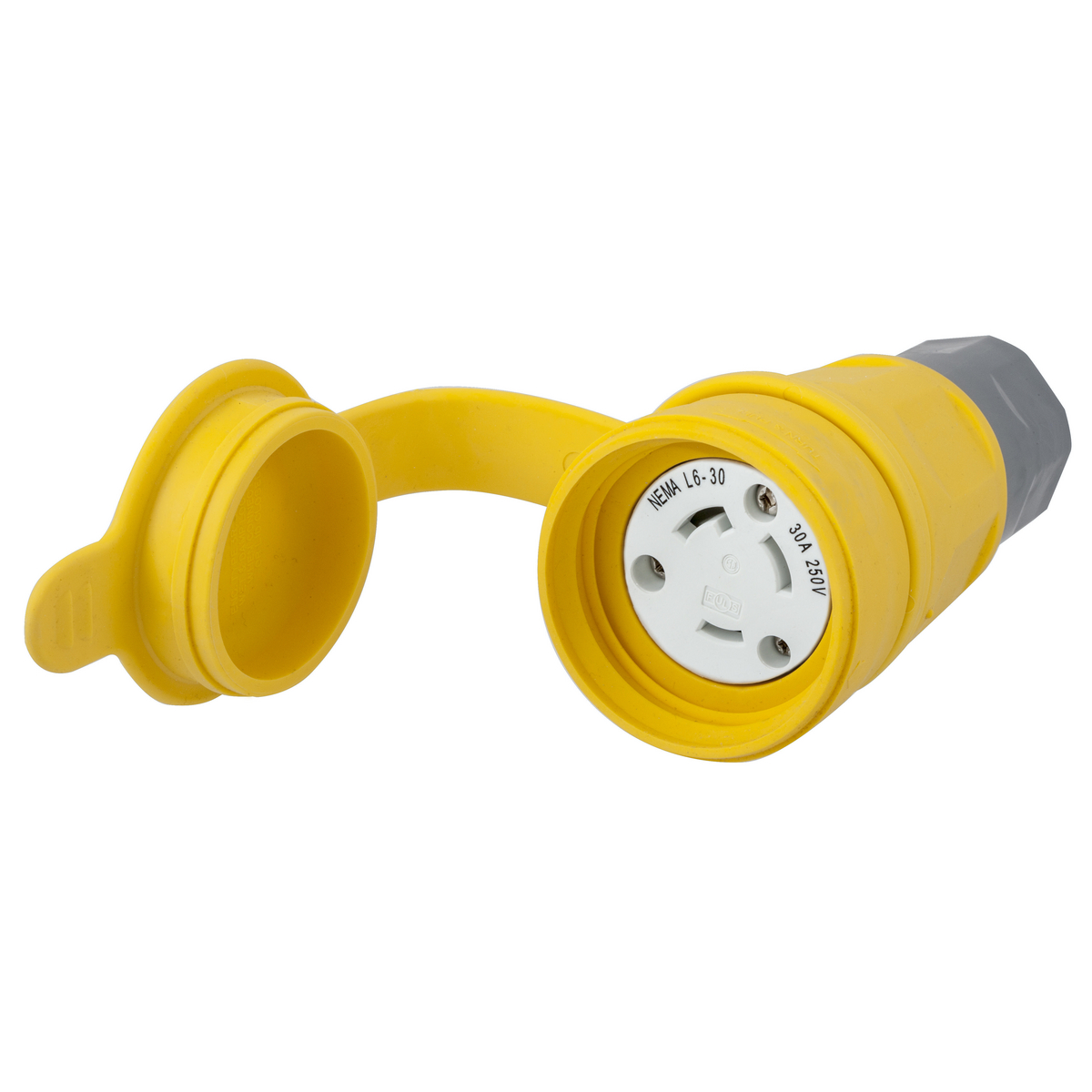 Product image for Connector 2-pole 3-wire NEMA L6-30R 30A 250V yellow