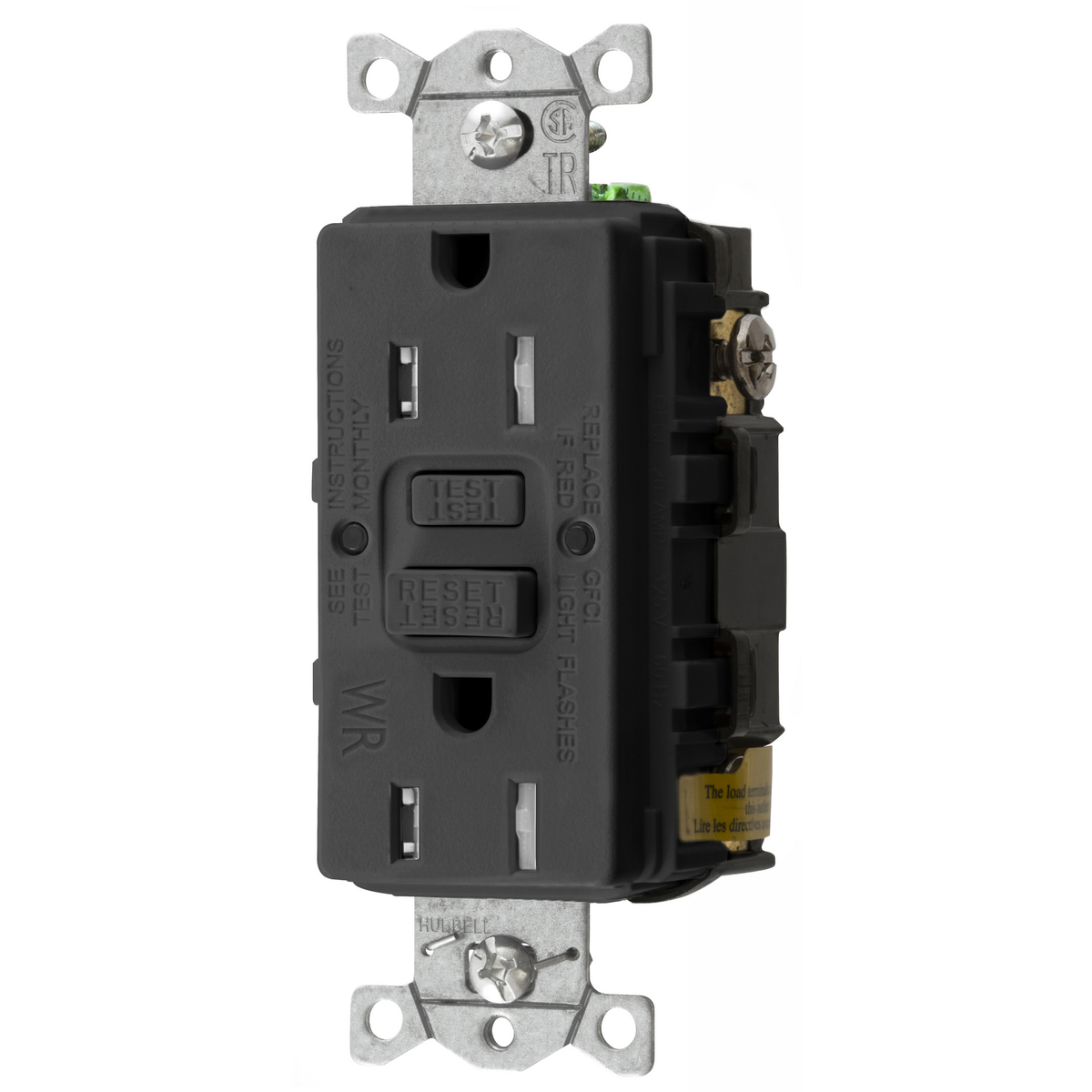 Product image for Receptacle GFCI tamper & weather resistant 0.5HP NEMA 5-15R 15A 125V black