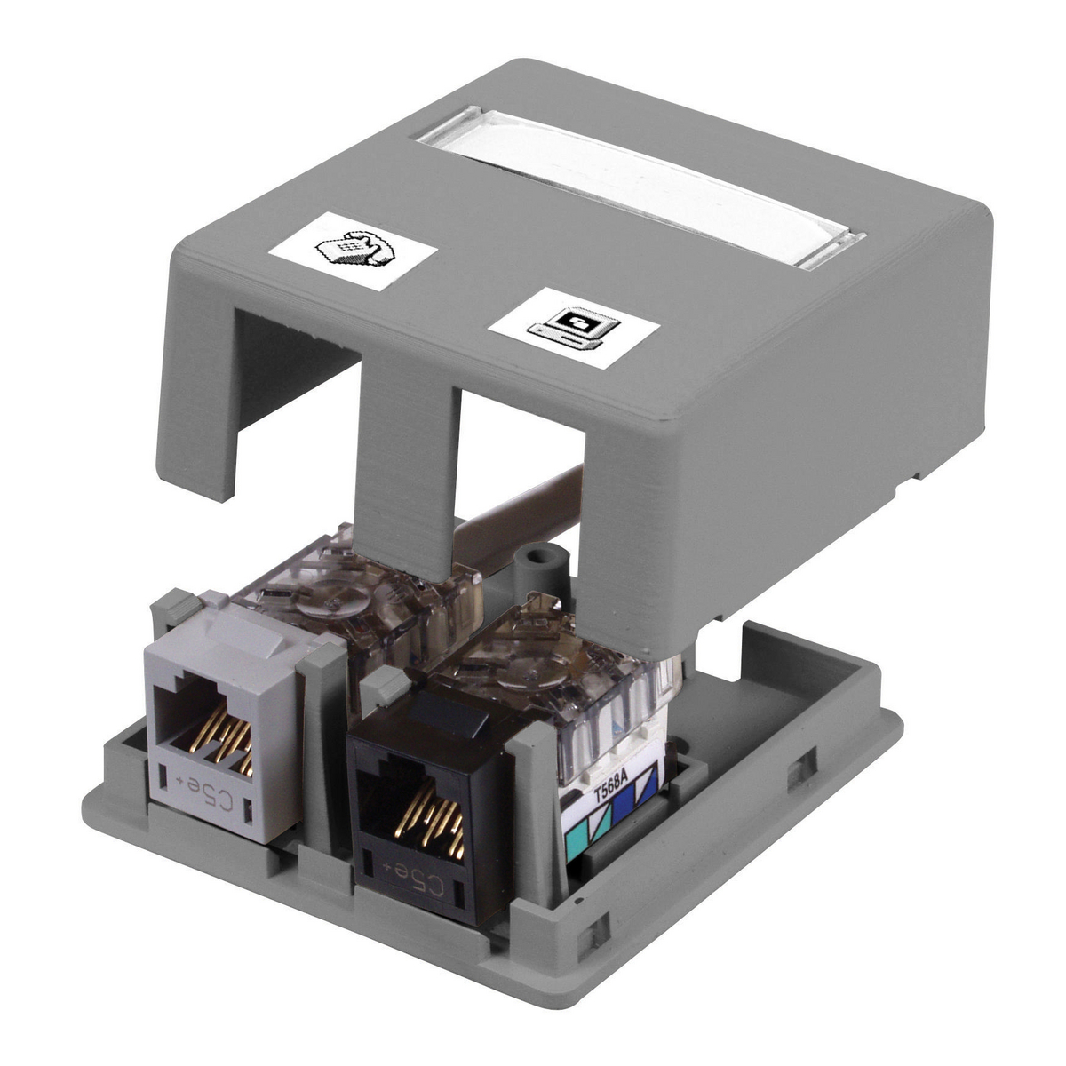 Product image for Box surface mount 2-port gray