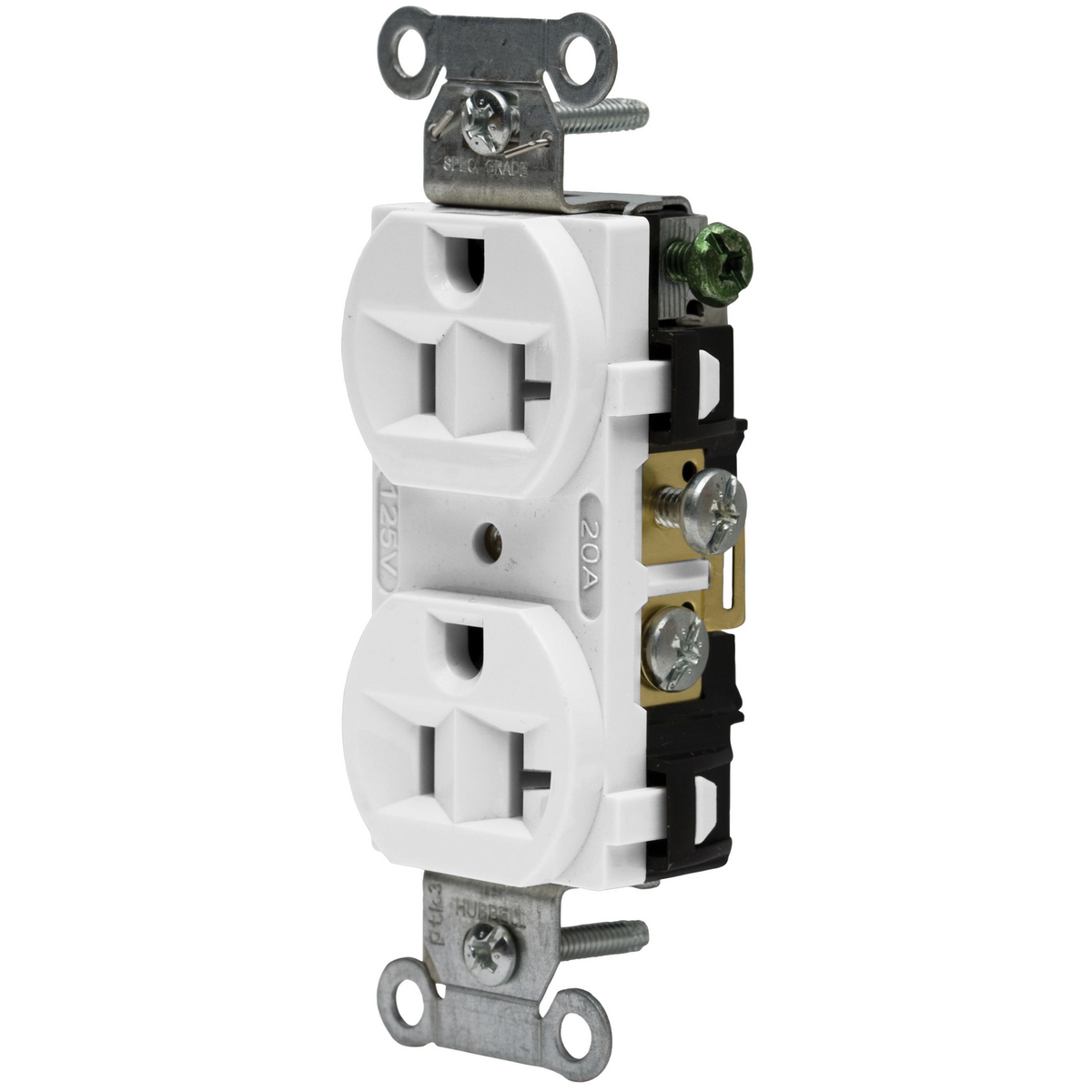 Product image for Receptacle duplex 2-pole 3-wire 20A 125V white